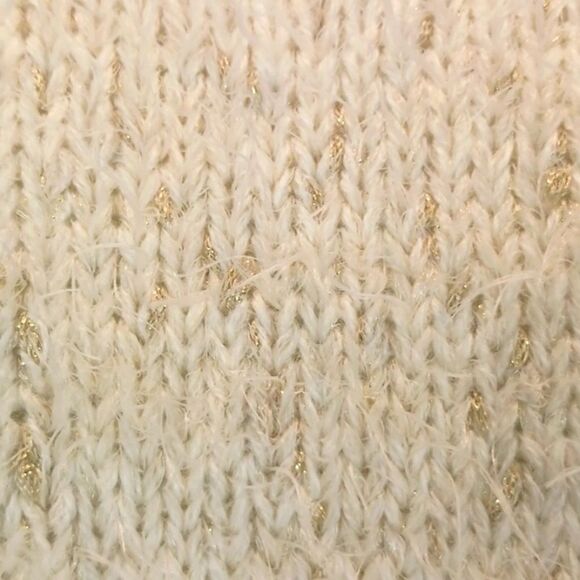 Cotton emporium fuzzy cream/ gold metallic threading long-sleeve sweater (M) - Picture 4 of 6
